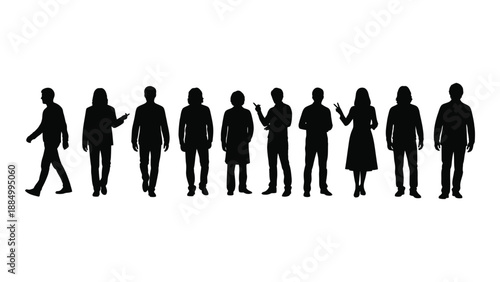 Silhouettes of people engaging in various activities isolated on white background, Vector