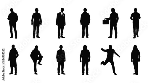 Various business silhouettes isolated on white background, Vector
