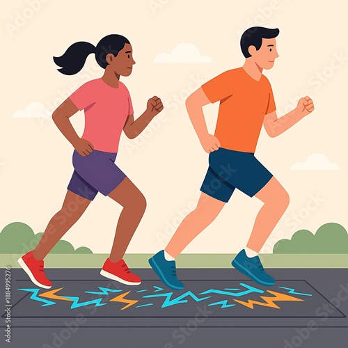 Wallpaper Mural Kinetic Pavement Runners Energy - Couple Jogging Generating Power Torontodigital.ca