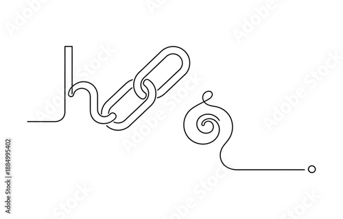 Hyperlink sigh modern continuous line drawing.