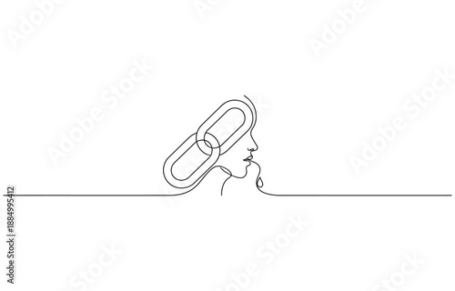 Hyperlink sigh modern continuous line drawing.