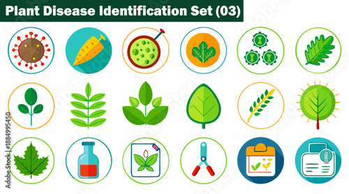 Botanical pathology icons and plant disease identification set three collection vector illustration.