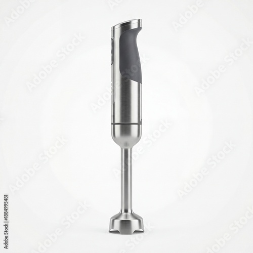 Stainless steel immersion blender hand tool isolated on white.