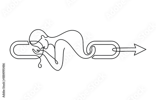 Hyperlink sigh modern continuous line drawing.