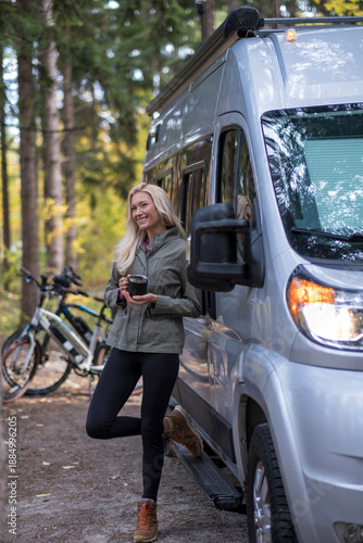 Autumn Camper Van Camping Lifestyle in Nature