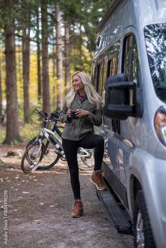 Autumn Camper Van Camping Lifestyle in Nature