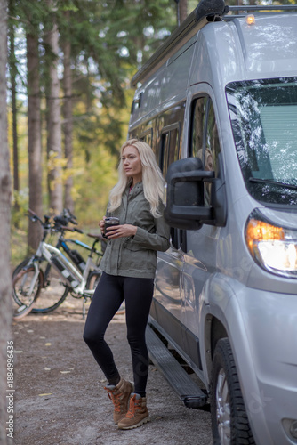 Autumn Camper Van Camping Lifestyle in Nature