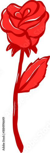 Whimsical Coquette Valentine Rose Hand Drawn