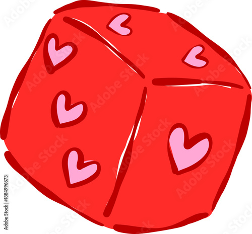 Whimsical Valentine Red Dice Hand Drawn Playful