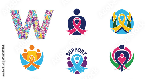 World Cancer Day Supporting Awareness and Hope Symbols