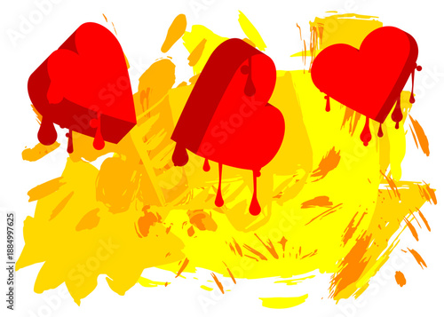 Red Heart graffiti. Abstract modern street art decoration performed in urban painting style.