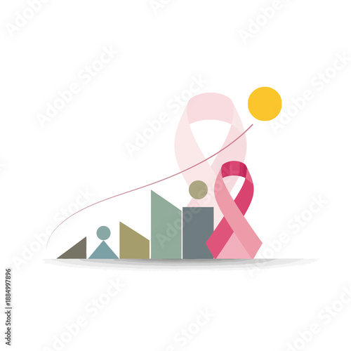 Breast Cancer Awareness and Growth Chart: Pink Ribbons, Data, and Hope