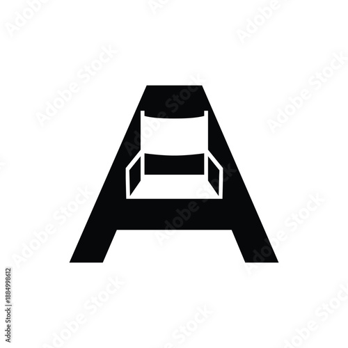 Director Chair Letter A Logo Icon in Black and White