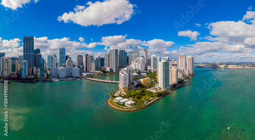 Aerial panorama Miami Brickell Key 2026