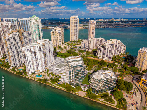 Aerial photo Brickell Key 2026. Drone photography Miami