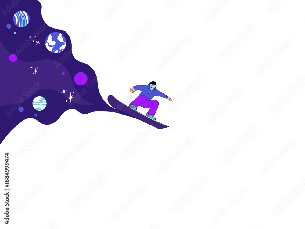 Fototapeta premium youth Exploring Space with VR Headset for Science Education, Virtual Reality Learning, STEM and Astronomy Education, Future Digital Education Concept Illustration
