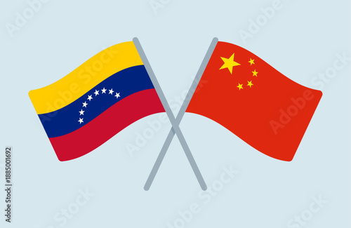 Vector Venezuela and China Flags Illustration
