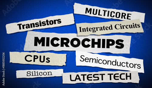 Microchips Semiconductors Technology Industry News Headlines 3d Illustration