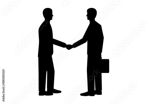 Business Handshake Silhouette. Two Business People Shaking Hand. Vector Illustration. 