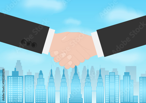Business Handshake. Two Business People Shaking Hand. Vector Illustration. 