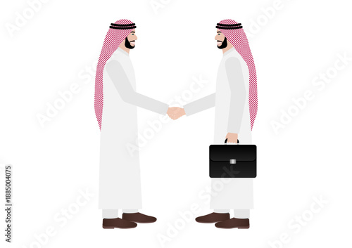 Arab Businessman Shaking Hand. Vector Illustration.