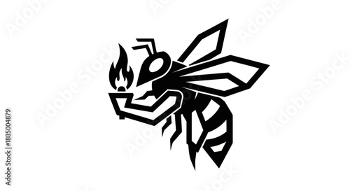 Abstract bee illustration with flame