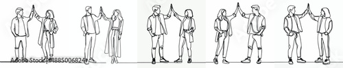 line art of a couple doing a high five