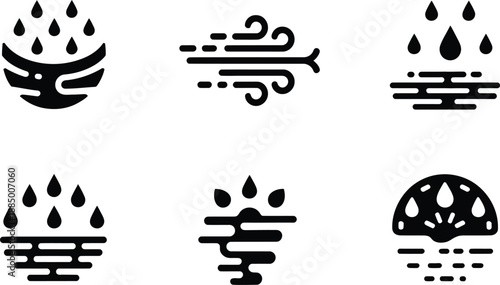 Weather Rain, Wind, and Sun Symbols