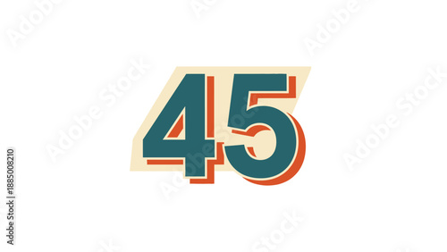 Retro Number 45 Graphic Design