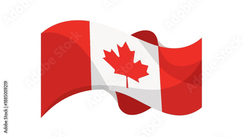 Waving Canadian Flag - Red Maple Leaf Icon
