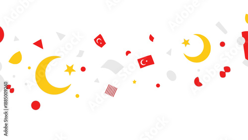 Turkish Flag Confetti Celebration Background