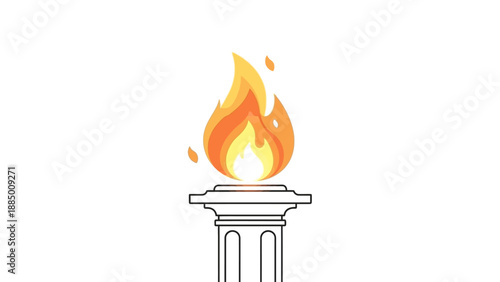 Torch Flame Burning on Pedestal