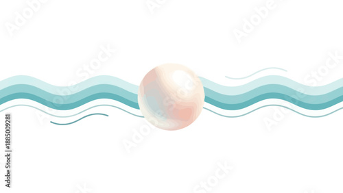 Single Pearl Floating on Abstract Ocean Waves