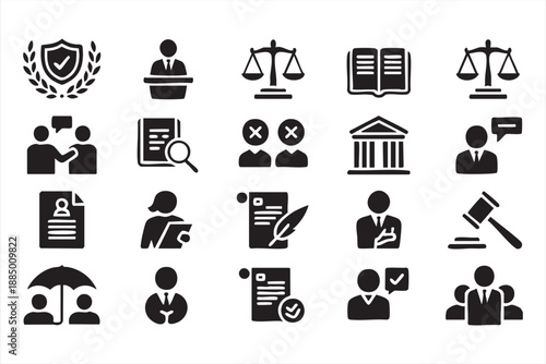 Law and Legal Icons for Justice Systems, Courts, and Compliance Use