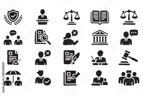 Justice and Law Icons for Legal Services, Governance, and Regulation