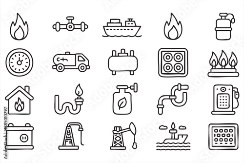 Industrial Gas and Energy Icons for Power and Distribution Networks