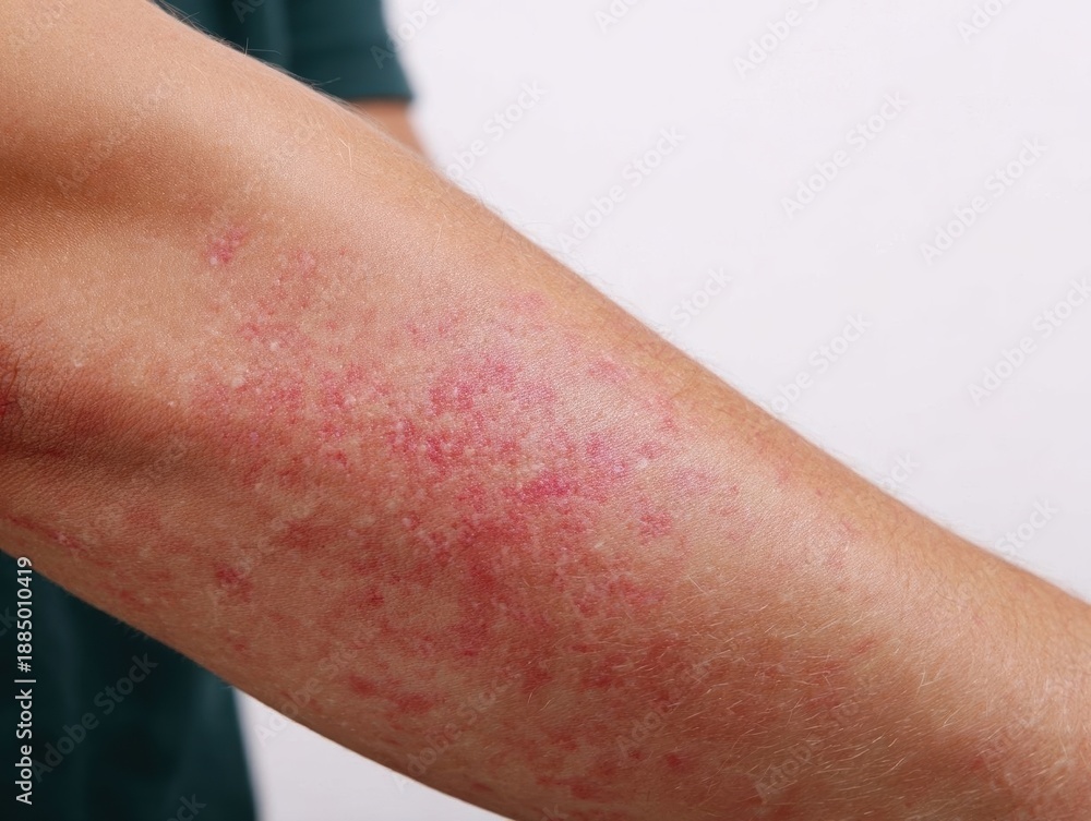 Fototapeta premium Skin rash on a human arm with irritation.