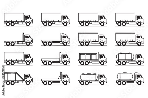 Delivery Truck Icons for Shipping, Haulage, and Supply Chain Systems