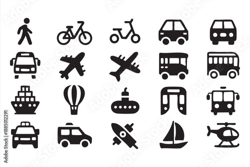 Vehicle and Transport Icons for Travel and Navigation Apps