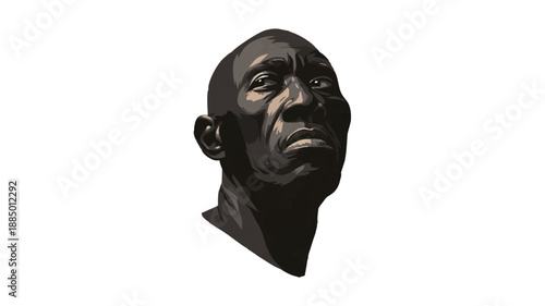 Dramatic portrait illustration using dark tones to express depth, resilience, and cultural identity related to Black History Month.