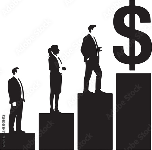 Business Progress Step Chart Silhouette