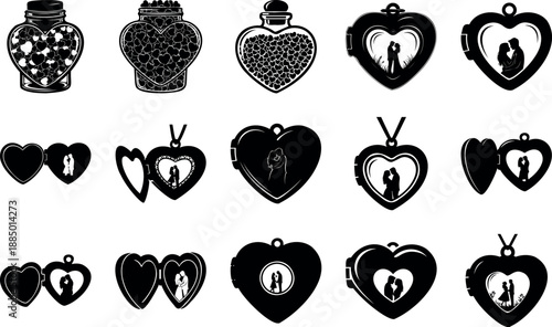 Couple in love kissing inside heart shape anniversary celebration vector illustration