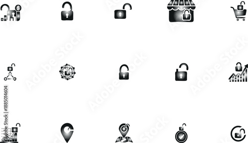 Family tree and password security concept flat design vector illustration