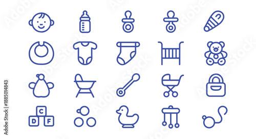 Baby care icons simple line art for newborn essentials perfect for app design and parenting websites