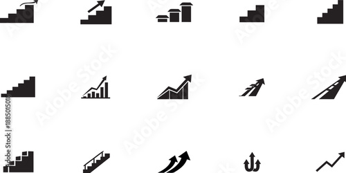 Growing business success bar chart rising trend data analysis flat design vector illustration