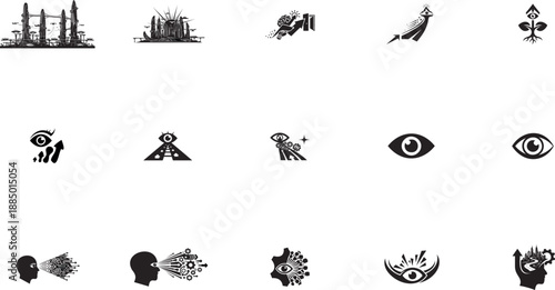 Vision and growth concept with eye and upward arrow trend vector illustration
