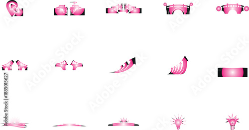 Pink barn and silo sunset farm landscape vector illustration flat design
