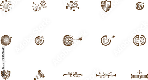 Wooden target with dart hitting bullseye and broken chocolate pie chart flat design vector illustration