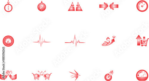 Speedometer success goal achievement flat design vector illustration red theme