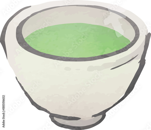 お茶　湯呑に入った温かい日本茶のイラスト4.eps